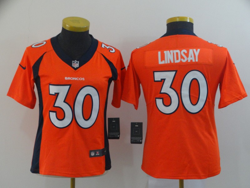 Women Denver Broncos #30 Lindsay Orange Nike Vapor Untouchable Limited NFL Jerseys